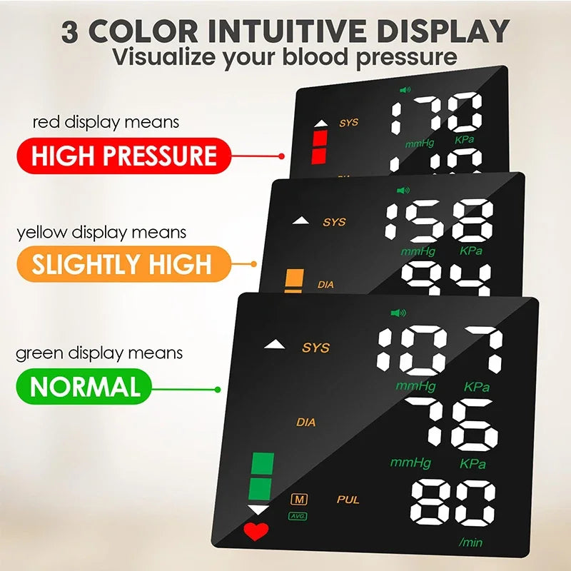 Smart LCD Rechargeable English Voice Wrist Blood Pressure Monitor Digital Automatic BP Tonometer Heart Rate Sphygmomanometer