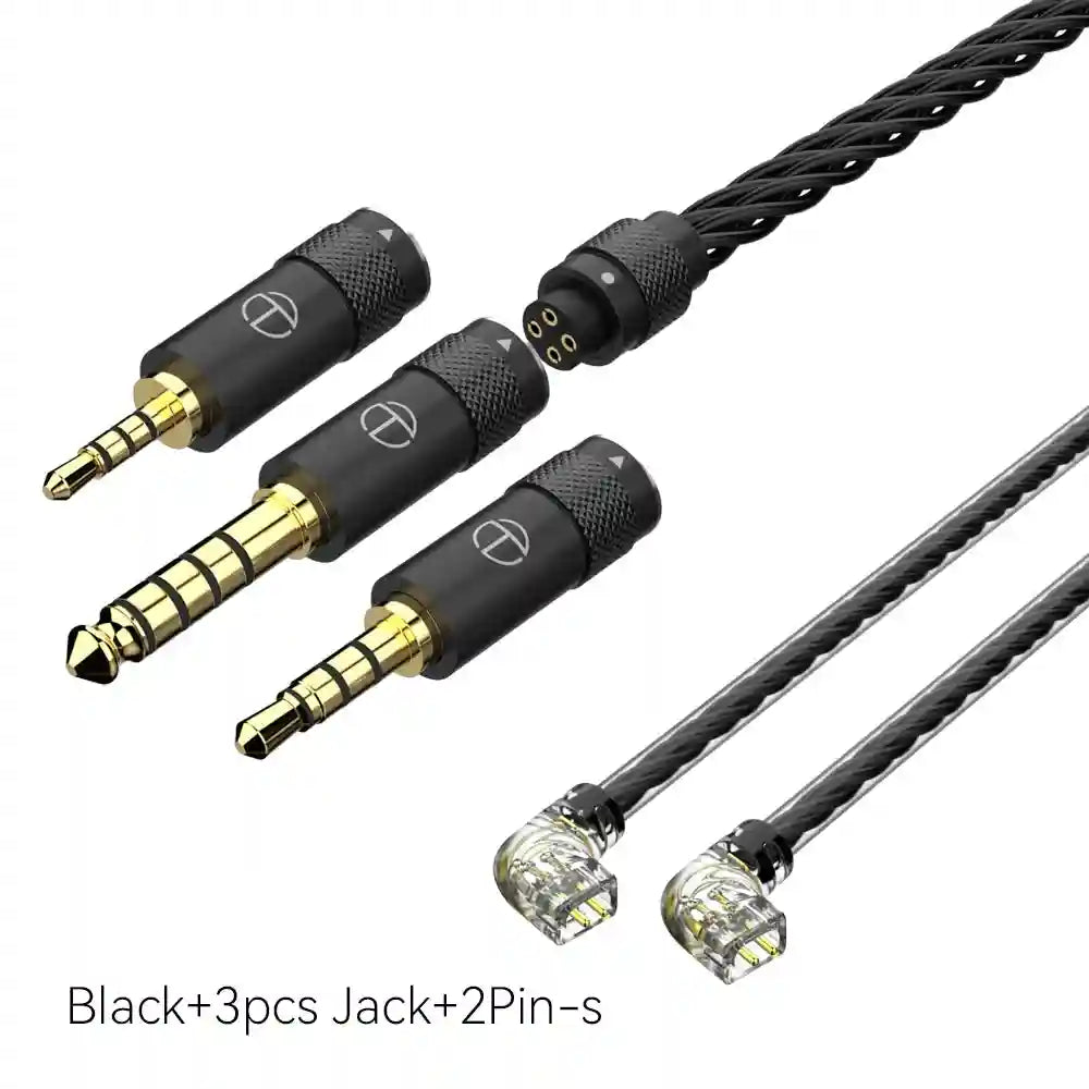 16-Core Silver Plated Replacement Cable for HiFi Headphones Black S 2.53.54.4 Tidesmit