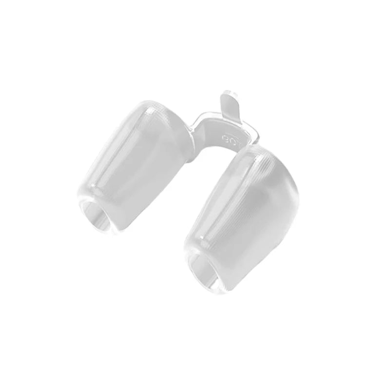 Clear silicone nose shaper and nostril support clip for postoperative rhinoplasty and crooked nose correction.