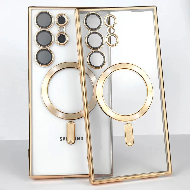 Magnetic Wireless Charging Phone Case for Samsung Galaxy S25 Ultra Series Gold Tidesmit