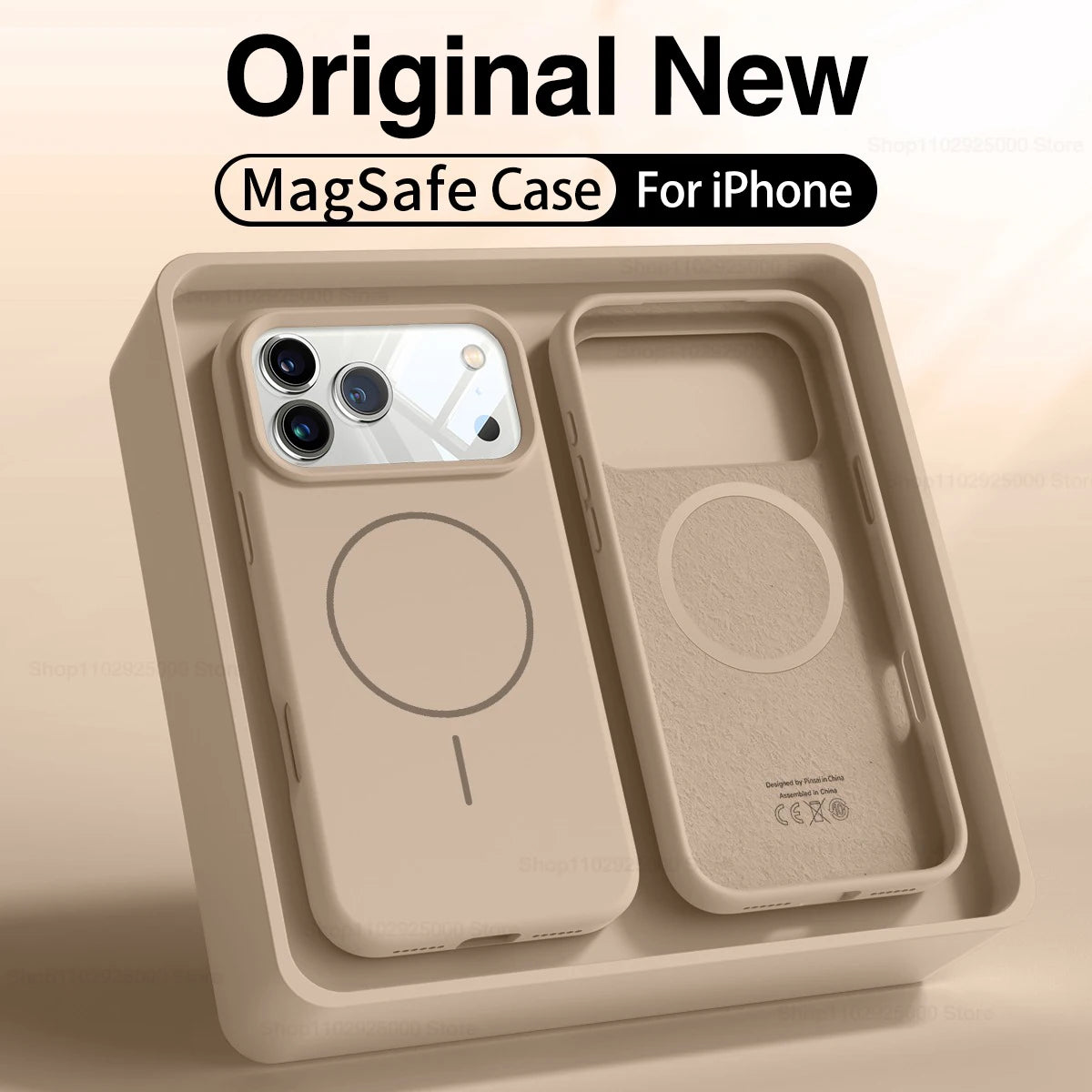 Magnetic Liquid Silicone Case for iPhone 16 Plus - Shock-Absorbing Cover Khaki China Mainland Tidesmit