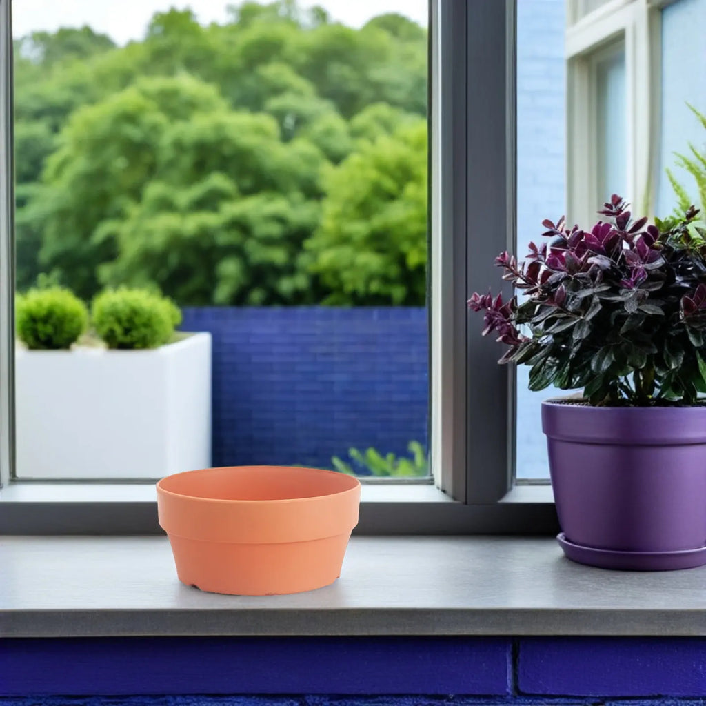 3Pcs Premium Plastic Flower Pot Set Imitation Clay Design Small Shallow Planter for Indoor Outdoor Use Succulent Bonsai Garden