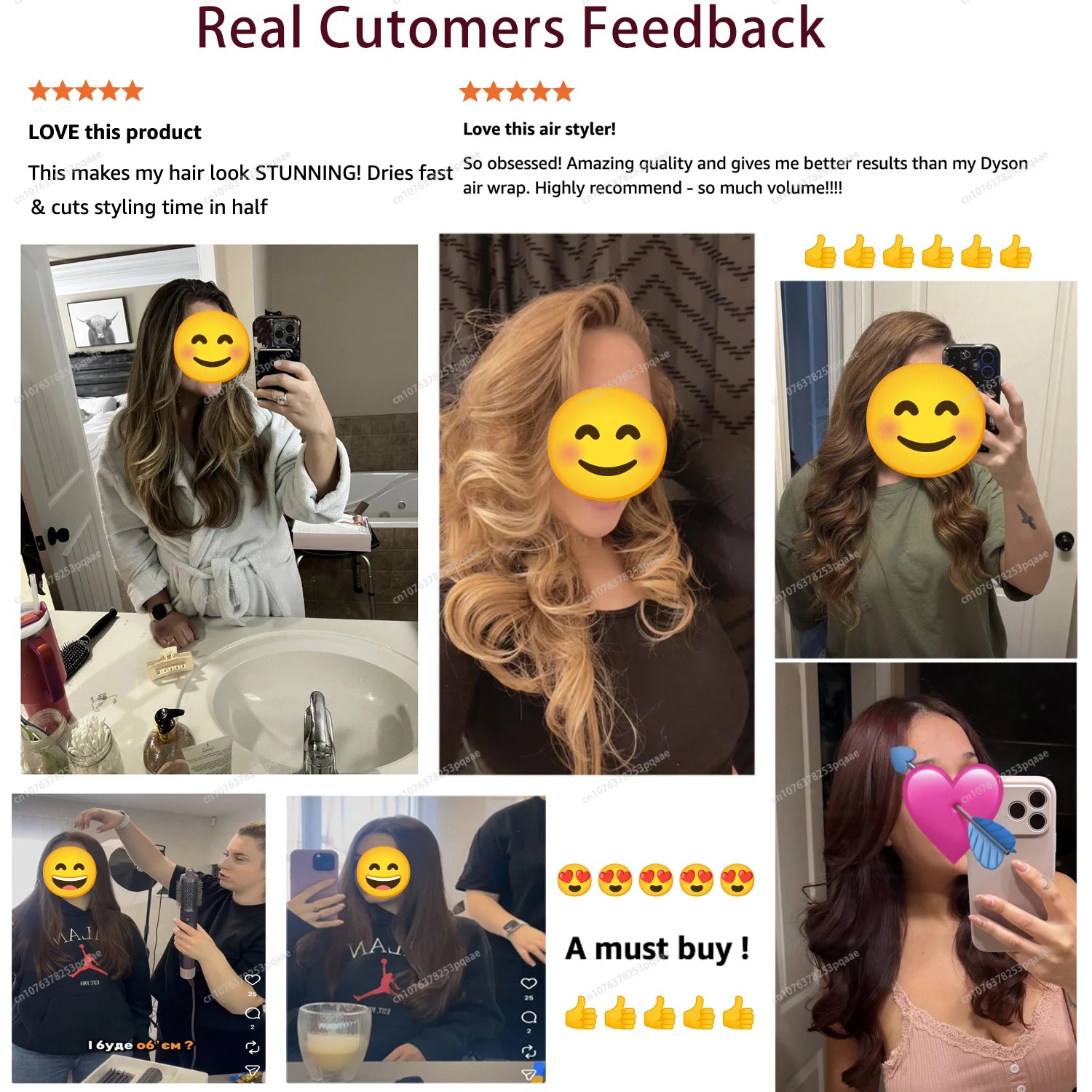 Sencimen X19 multi hair styler set with auto-curling barrel and dryer nozzle for professional bouncy curls and volume.