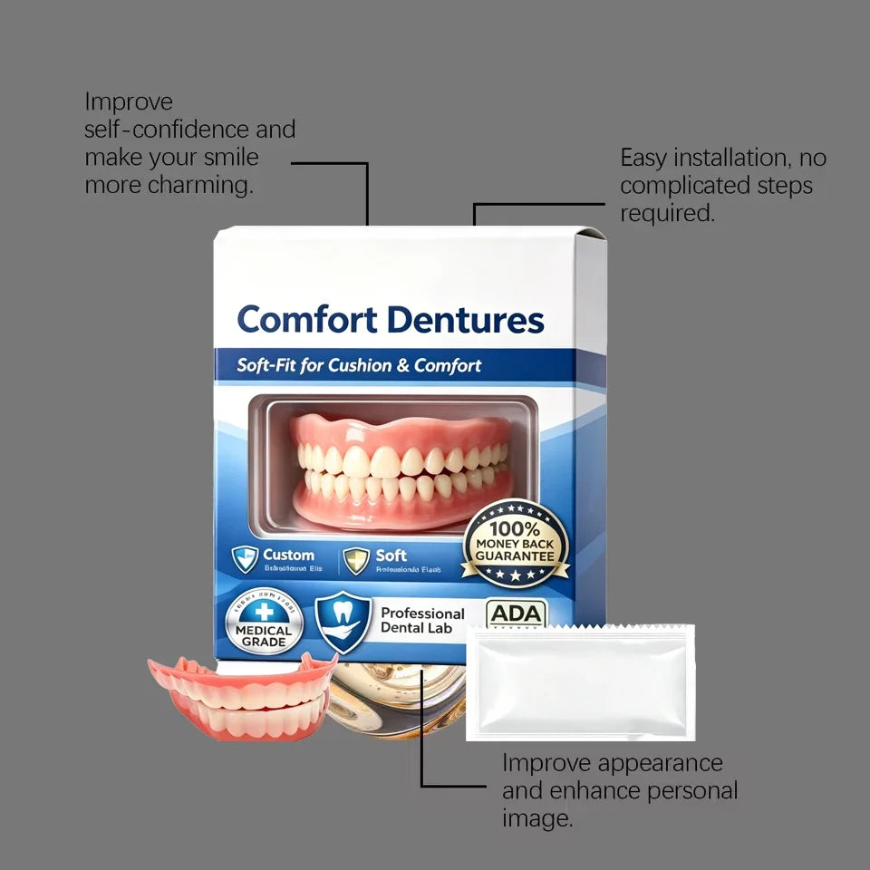 Portable adult adjustable complete denture set | Suitable for replacing missing teeth, DIY temporary denture set at home