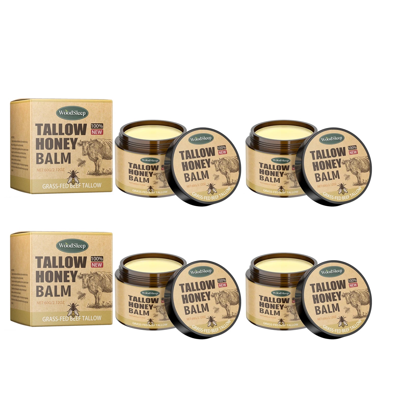 Deep Moisturizing Tallow Honey Balm For Face Natural Beef Tallow Anti Aging Light Non Greasy Skin Barrier Repair Daily Care 60g