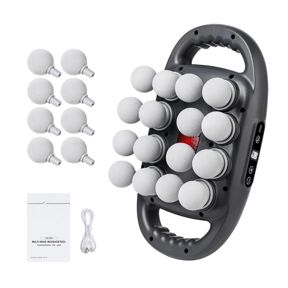 Deep Tissue Massage Gun Grey - 16 Head Portable Muscle Recovery Tool Relaxation Treatment Grey Tidesmit