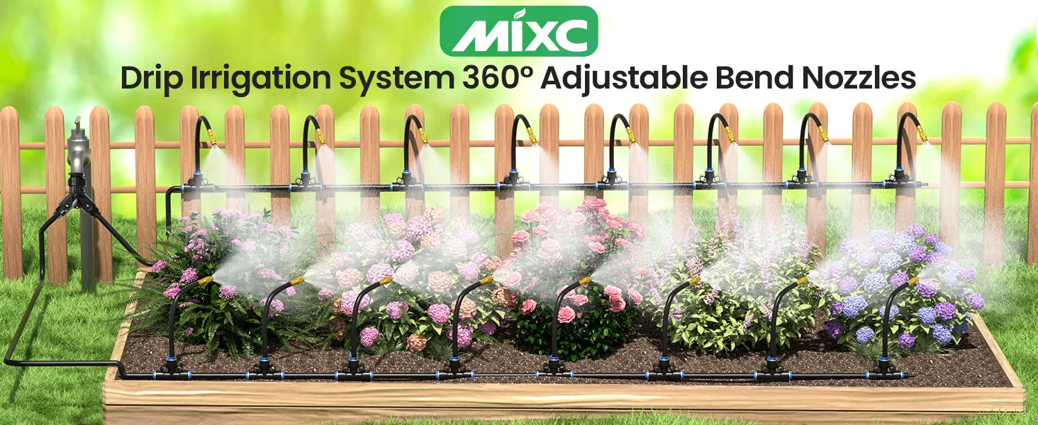 60M DIY Free Bending Universal Sprayer Kit 6mm Hose Patio Misting Cooling System for Garden Plant Fogging Watering Irrigation