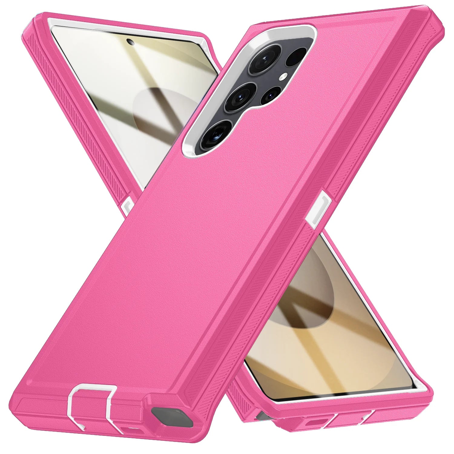 Samsung Galaxy S24 Ultra Military Armor Case With Kickstand Pink-White Tidesmit