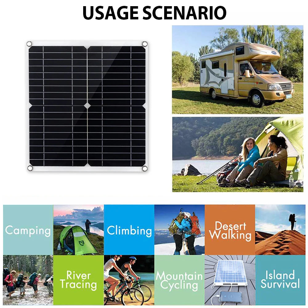 SOECOPO10000W Peak Solar System Kit 2x300W Solar Panels DC 12V 24V - AC 110V/220V Inverter 100A Controller for Home Camping