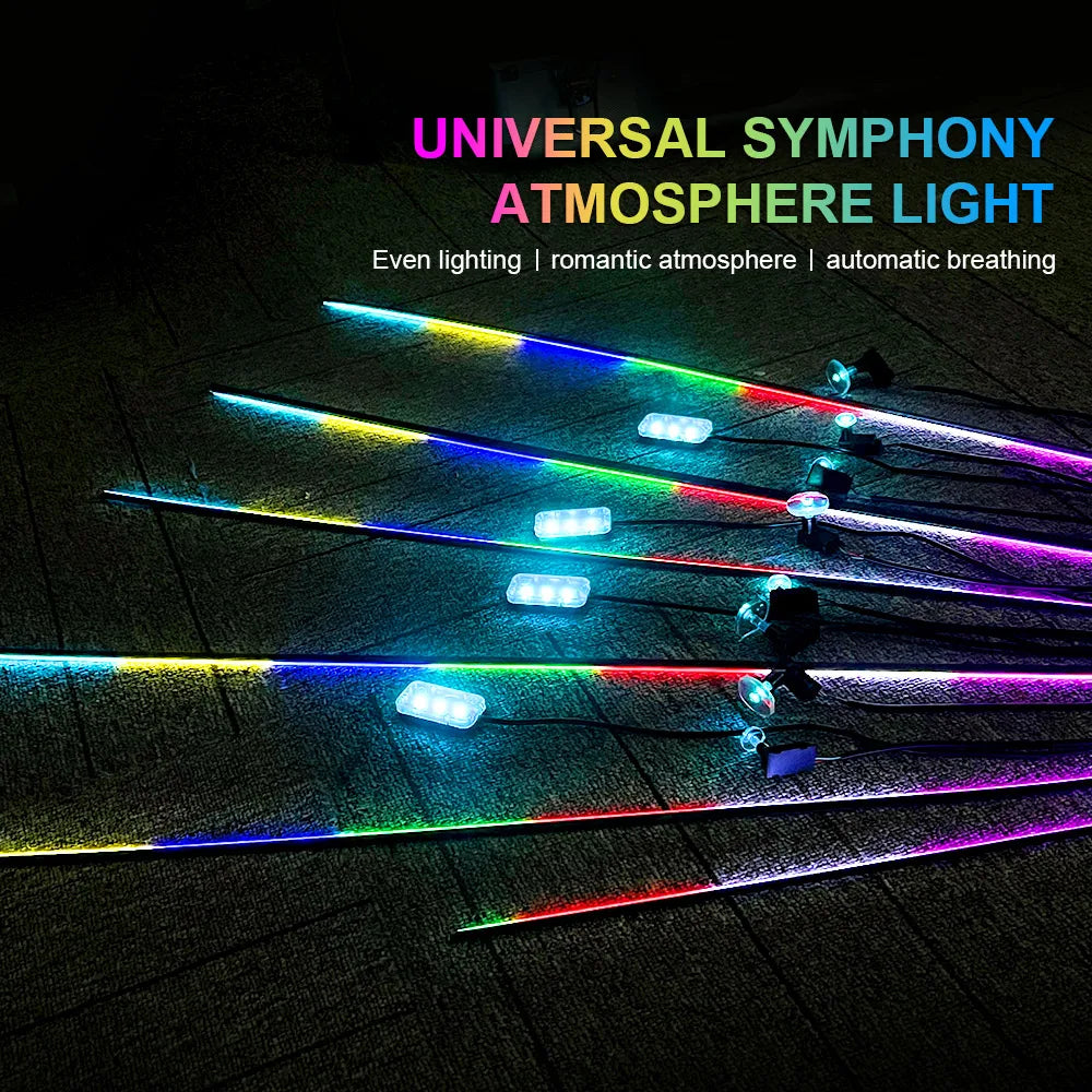 RGB LED Interior Car Strip Lights with App Control and Sync Tidesmit