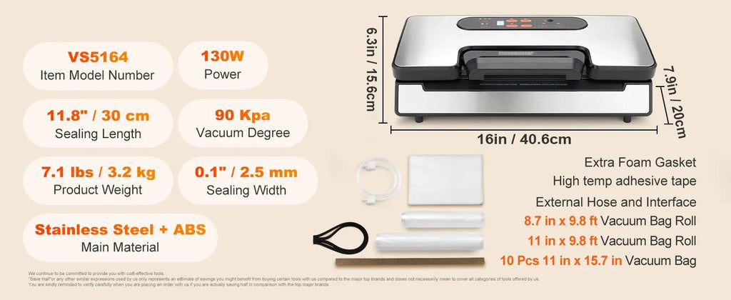 SucceBuy 130W 90Kpa Vacuum Sealer Machine
