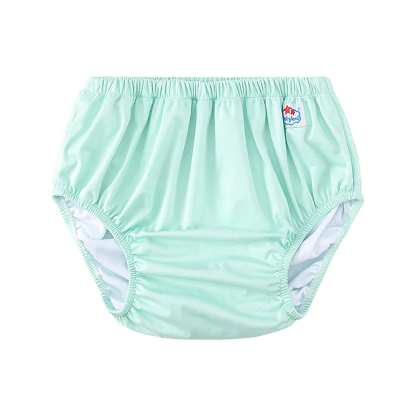 Babyland mint green baby cloth diaper cover with elastic waistband for comfortable baby care.