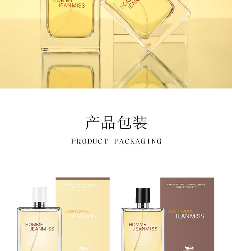 JEAN MISS Men’s Woody Spicy EDT Cologne. Rectangular glass bottle, fresh energetic scent for dating. Long-lasting men's.
