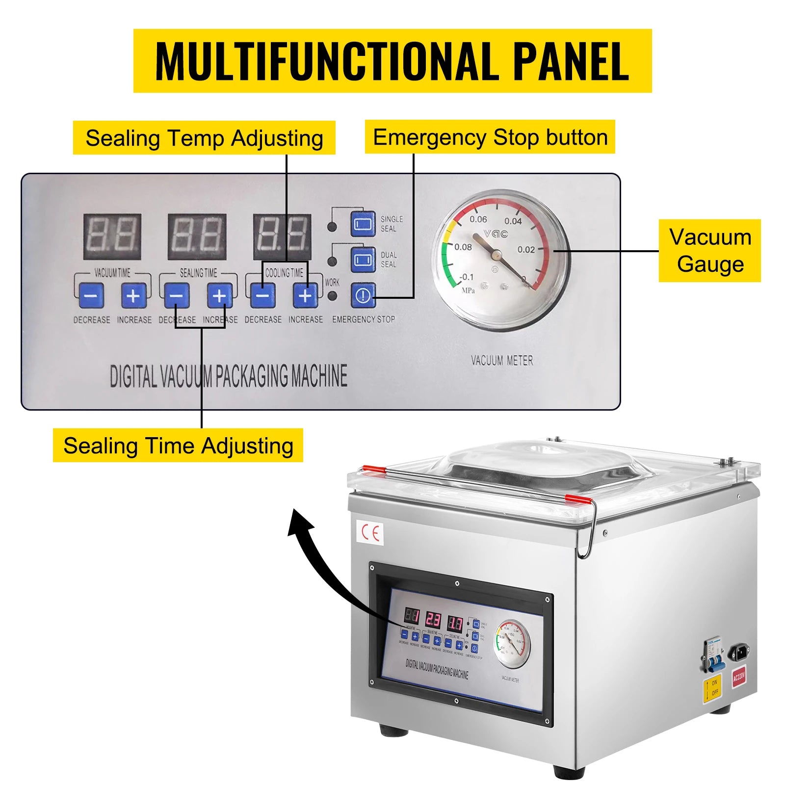 SucceBuy DZ-260C Chamber Vacuum Sealer Kitchen Food Packing Sealing Machine 110V Packaging for Food Saver Home Commercial Using