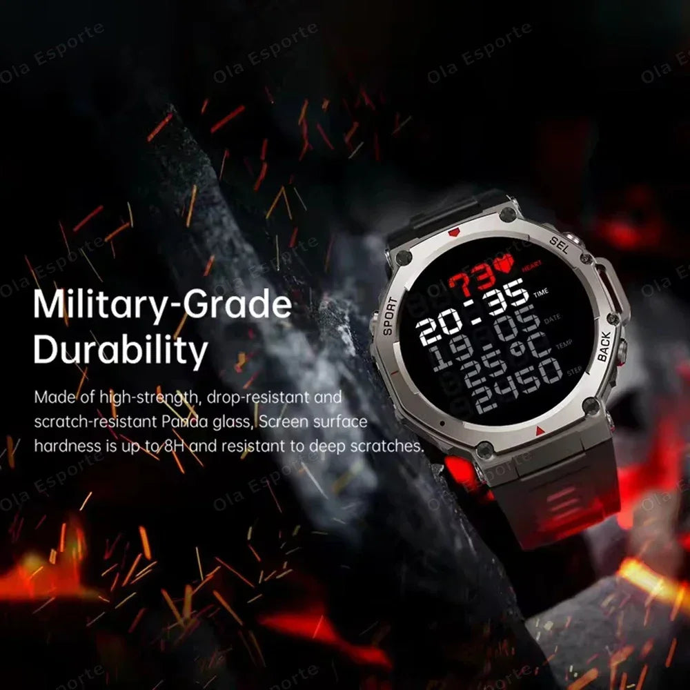 Military 2025 Smartwatch Men,1.43" AMOLED 5ATM Waterproof 170+ Sport Modes Smart Watch Built-in GPS BT Call for Xiaomi Samsung