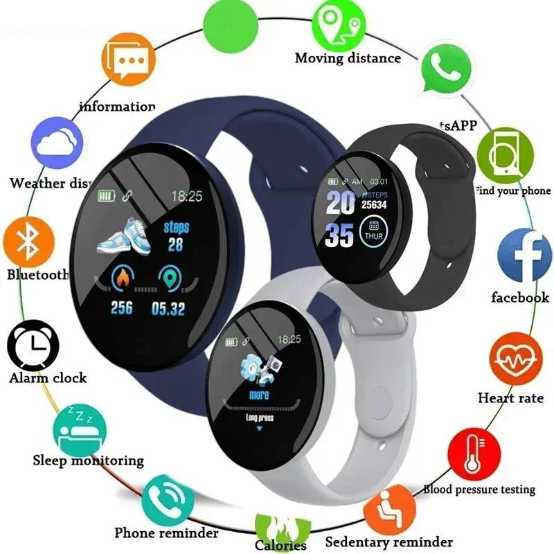 New D18 Smart Watch Circular Color Screen Multiple Sports Modes Call Information Reminder Photo Taking Music Smart Bracelet Gift