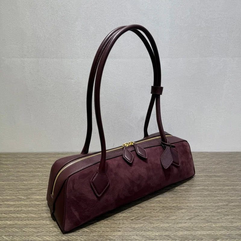 Ladies' luxurious high-quality genuine leather all steel hardware double-sided pull tab sausage handbag