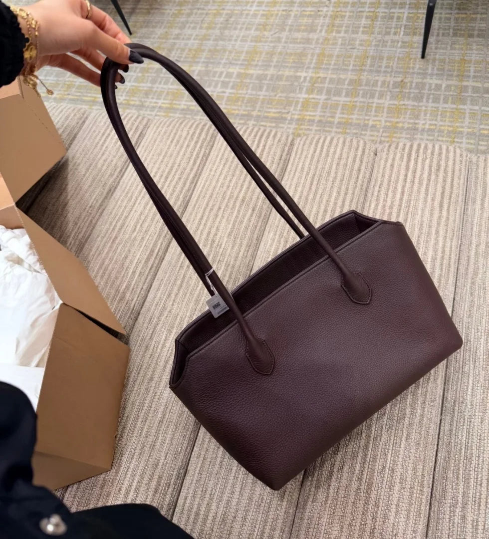 2026 new cow spine leather large capacity shoulder bag, leather handbag, commuting leather women's bag, high-end customized vers