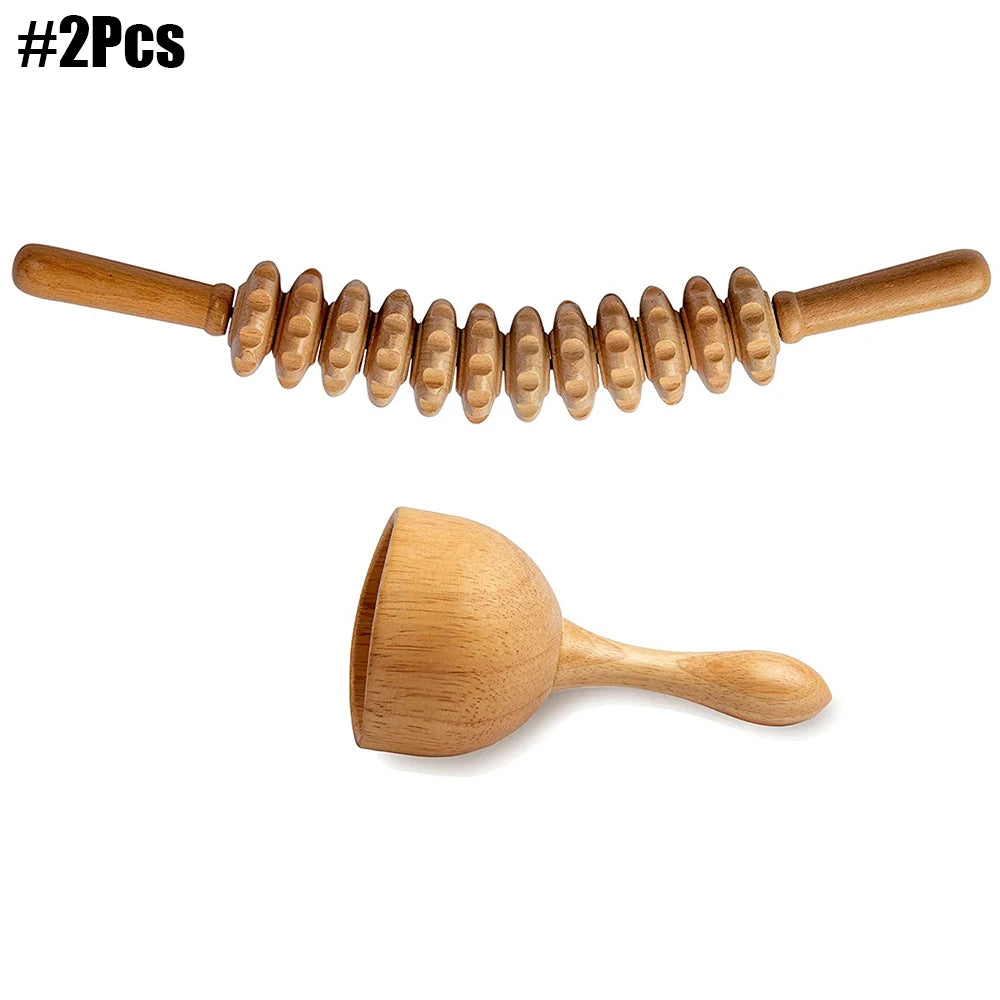 Wood Therapy Massage Tools for Body Contouring | 6 Piece Kit Relaxation Treatment 2Pcs 1 Tidesmit