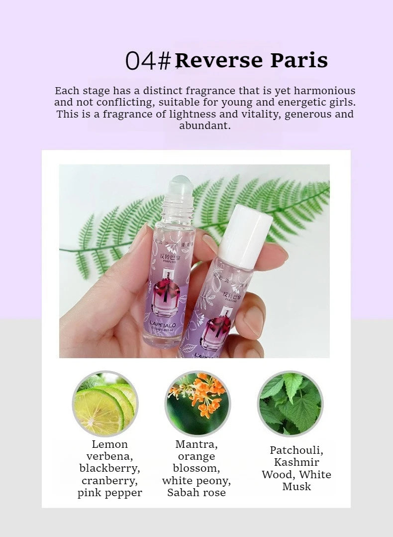 Tidesmit 6-piece portable roll-on perfume set for women, long-lasting fresh deodorant gift box with mini ball design.