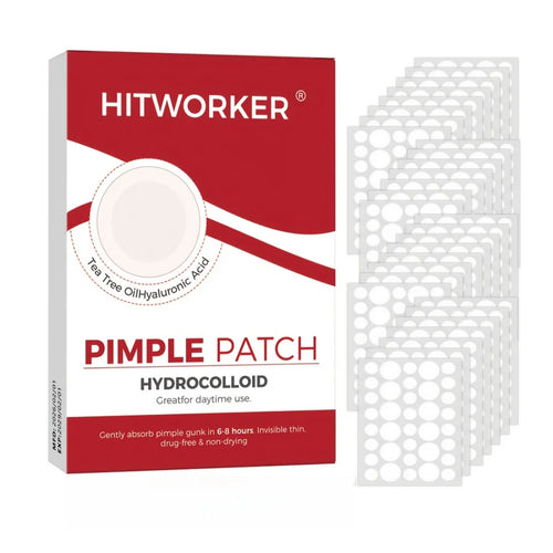 Hydrocolloid pimple patch box with round facial acne patches, non-alcoholic acne care