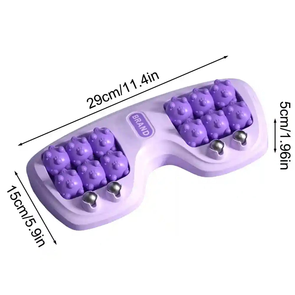 Purple foot roller massager with magnetic beads and acupressure knobs for multi-point foot therapy and pain relief.