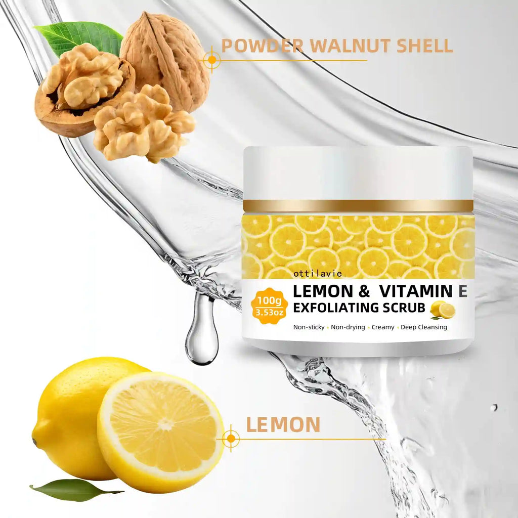 Lemon Vitamin E Exfoliating Scrub - Natural Face and Body Polish Scrubs Treatments Tidesmit