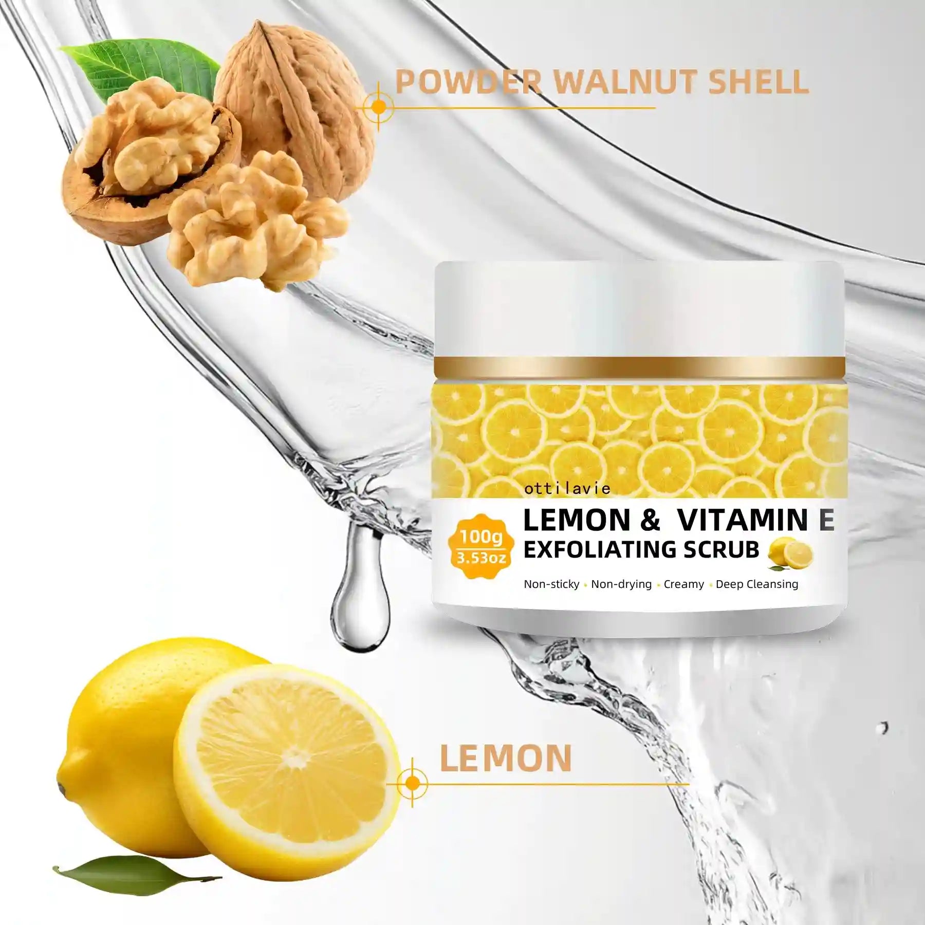 Lemon Vitamin E Exfoliating Scrub - Natural Face and Body Polish Scrubs Treatments Tidesmit