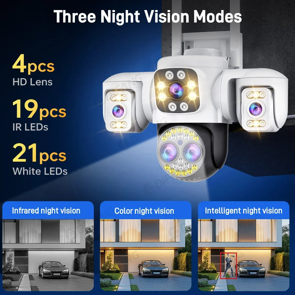 Yoosee Outdoor Camera Triple Screen Quad Lens 10X Optical Zoom AI Auto Tracking ONVIF Waterproof Yoosee CCTV Security Protection