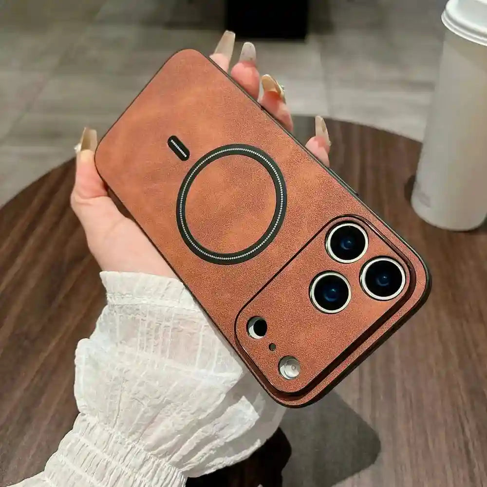 MagSafe Leather Phone Case: Slim Shockproof Cover for iPhone 16 & 17 Tidesmit