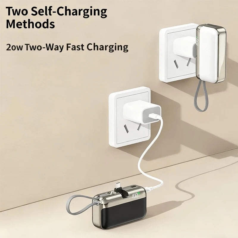 Tidesmit 20000mAh Portable Power Bank with Built-in Fast Charging Cable Tidesmit
