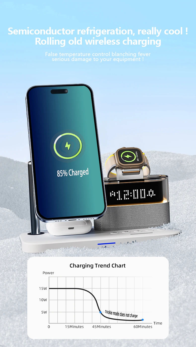 Qi2 Wireless Charger with Alarm Clock & RGB Light - Tidesmit Tidesmit