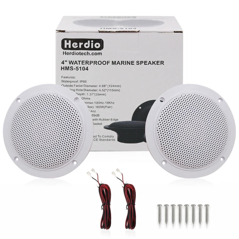 Herdio 4 Inch Ceiling Speaker 160W Waterproof Surround Sound for Kitchen Bathroom Yacht Outdoor Theater Home In-Wall 2-Pack