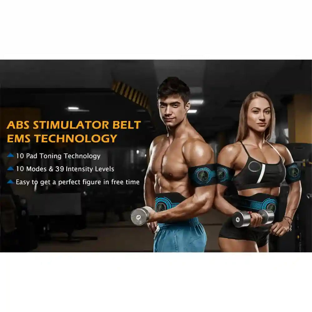 EMS Muscle Stimulator Belt | Rechargeable Electric Abdominal Trainer Massage Roller Tidesmit