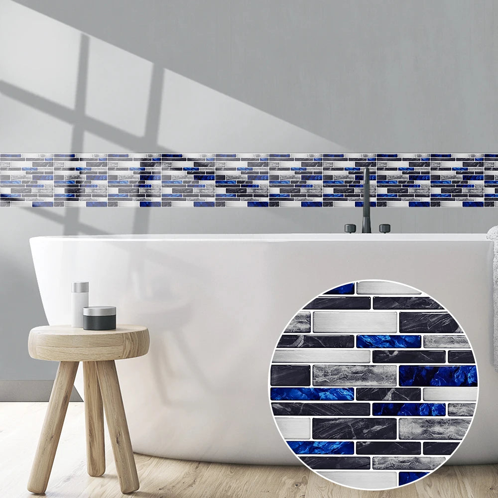 10pcs/set Flat Marble Mosaic Tiles Sticker Transfers Covers For Kitchen Bathroom Tables Peel & Stick Waterproof Art Wall Decals