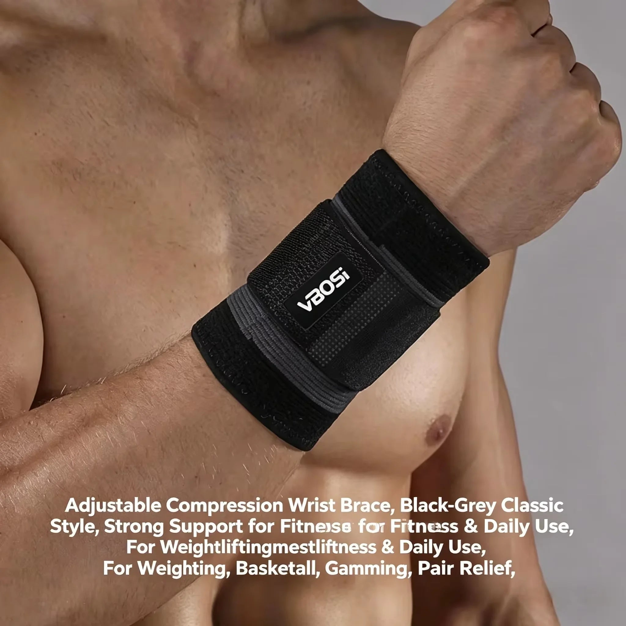 Adjustable Wrist Support Brace - Compression Wrist Wrap for Carpal Tunnel Pain Relief, Breathable Wrist Strap for Gym Fitness, T