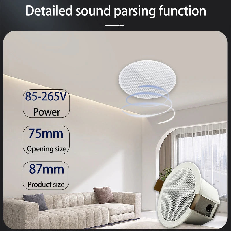 2 Inch Mini Bluetooth Ceiling Speakers Home Audio Audience Stereo Sound System Indoor Music Flush Mount Speakers Kitchen Bedroom
