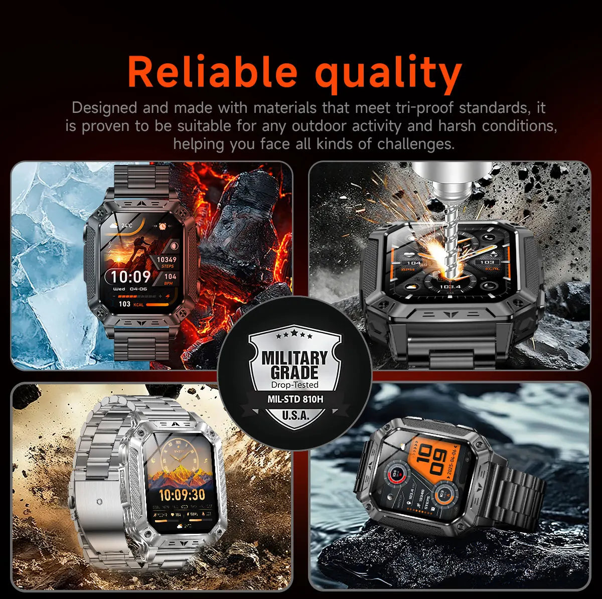 YLL-AK86 Outdoor Sport for Smart Watch Fitness Tracker Sleep Tracker IP67 AMOLED Screen Heart Rate Monitor Magnetic Charging