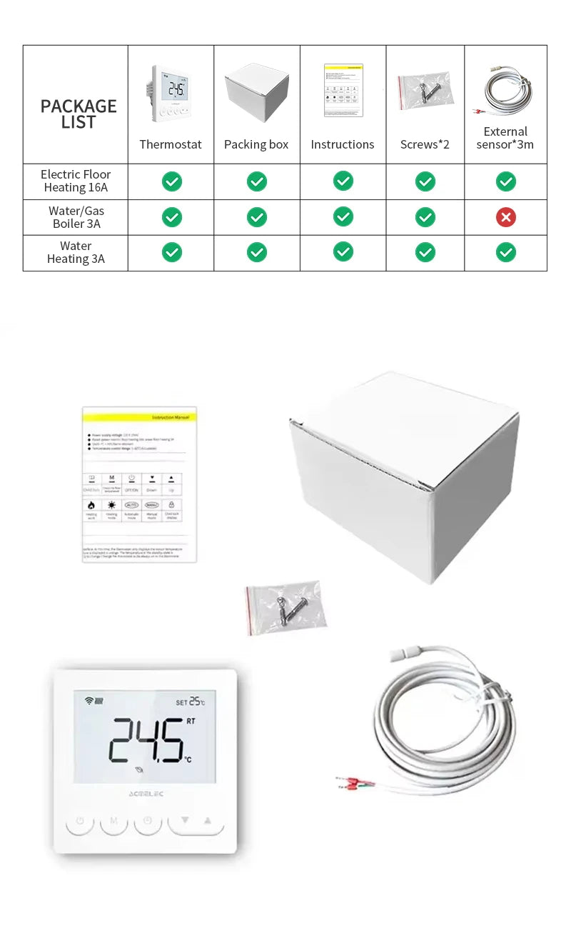 Tuya Smart Floor Heating Wifi Thermostat For Water Room Temperature Remote Controller Google Home\Aleax