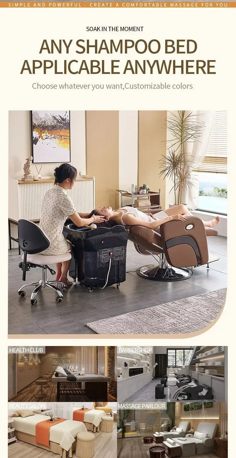 Portable Head Spa Bed With Water Tank | Professional Mobile Shampoo Basin Massage Chairs Tidesmit
