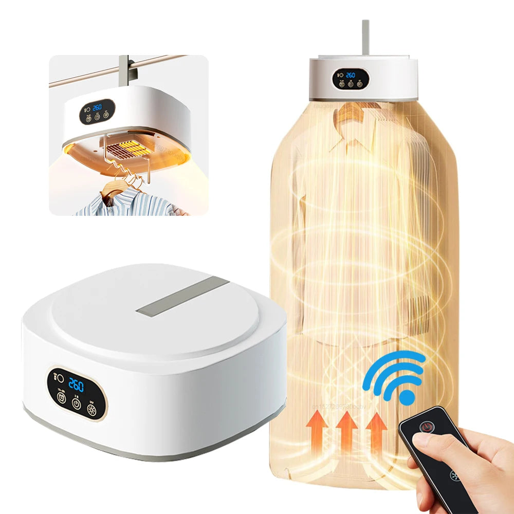 Tidesmit portable electric clothes dryer with UV sterilization and remote control, foldable laundry dryer hero view.