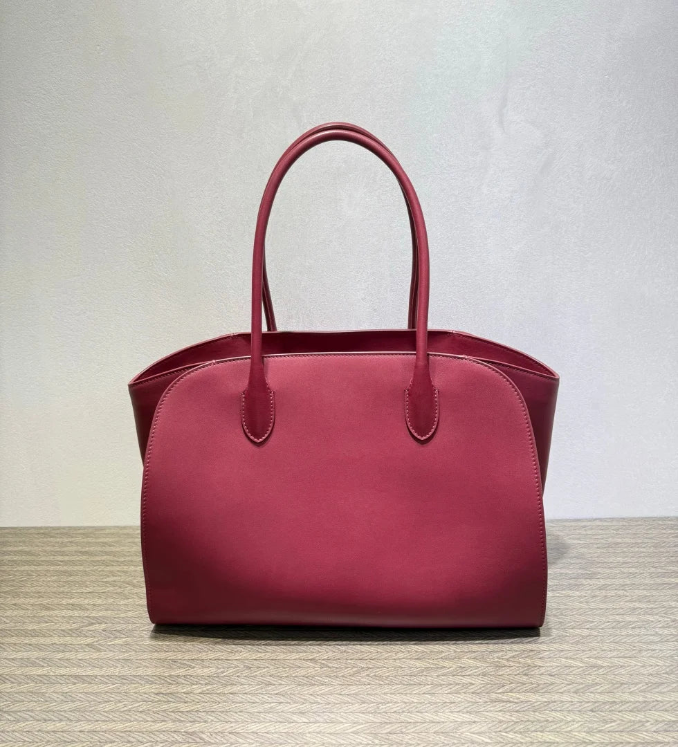 2026 high-quality genuine leather Marlo 12 inch 14 inch saddle leather tote bag, women's shoulder bag, high-end leather texture,