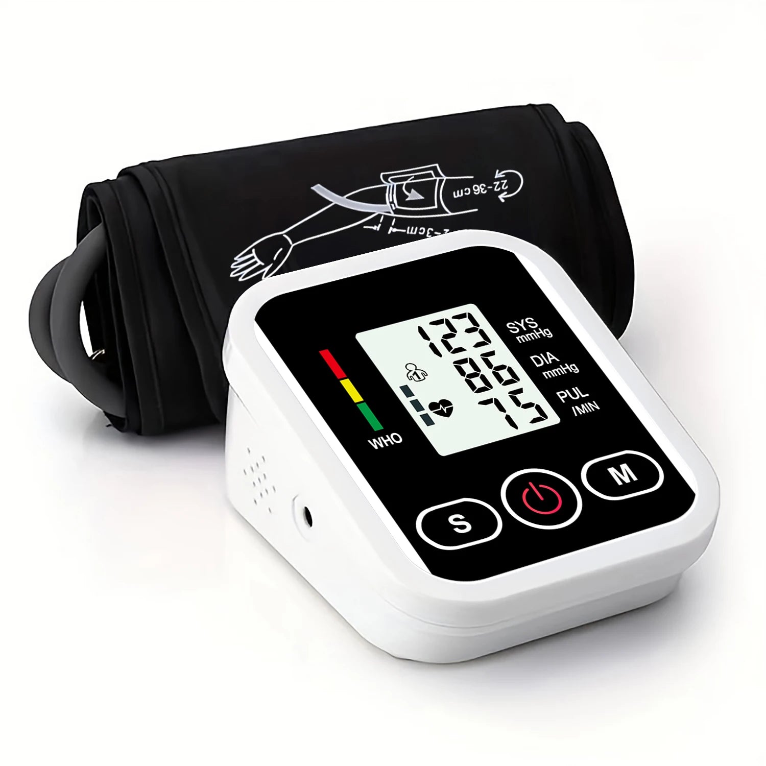 Upper Arm Blood Pressure Monitor Heart Rate Health Blood Pressure Detector Arm Cuff Digital BP Meter Pluse Automatic Tensiometer