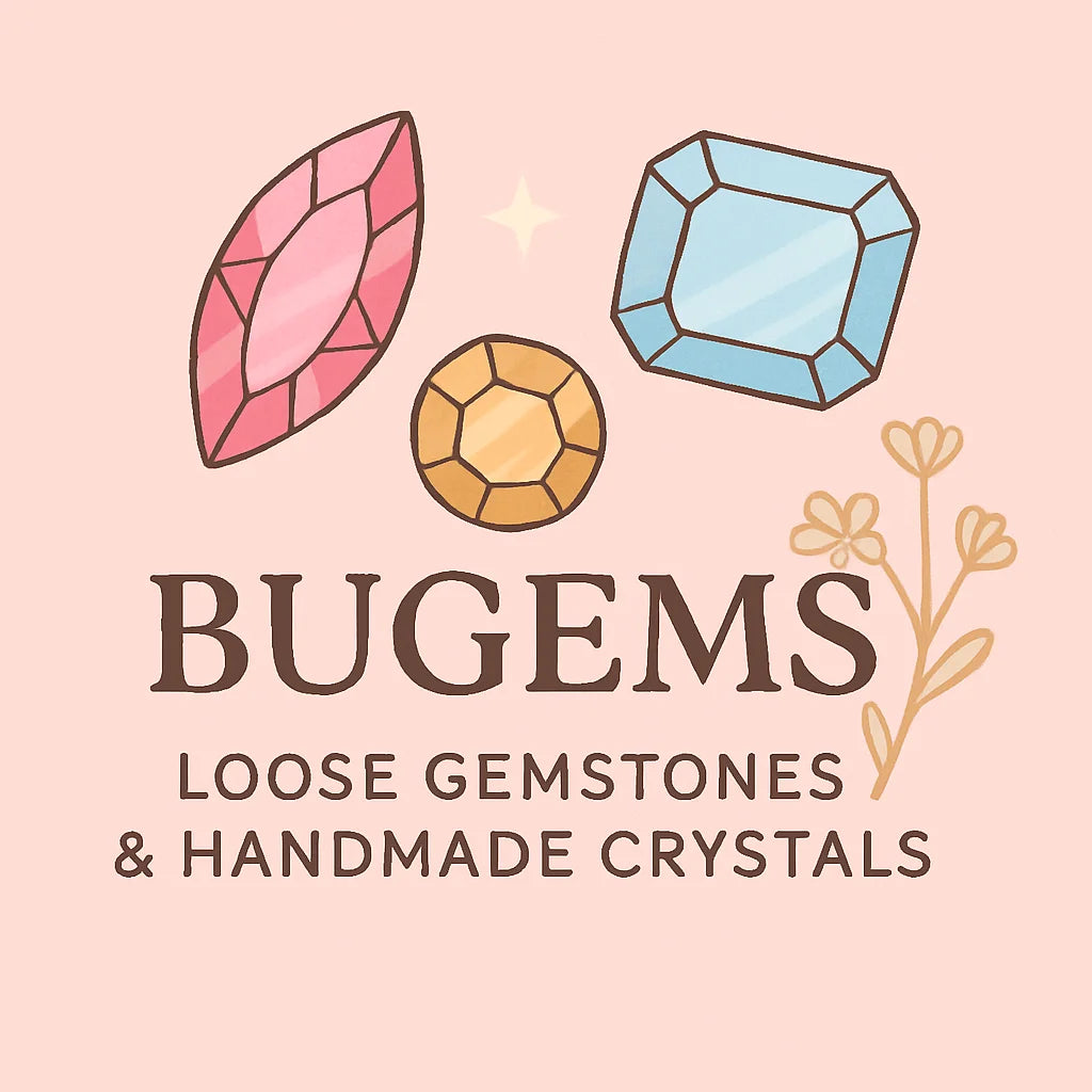 Loose gemstones and handmade crystals banner with colorful gemstone illustrations