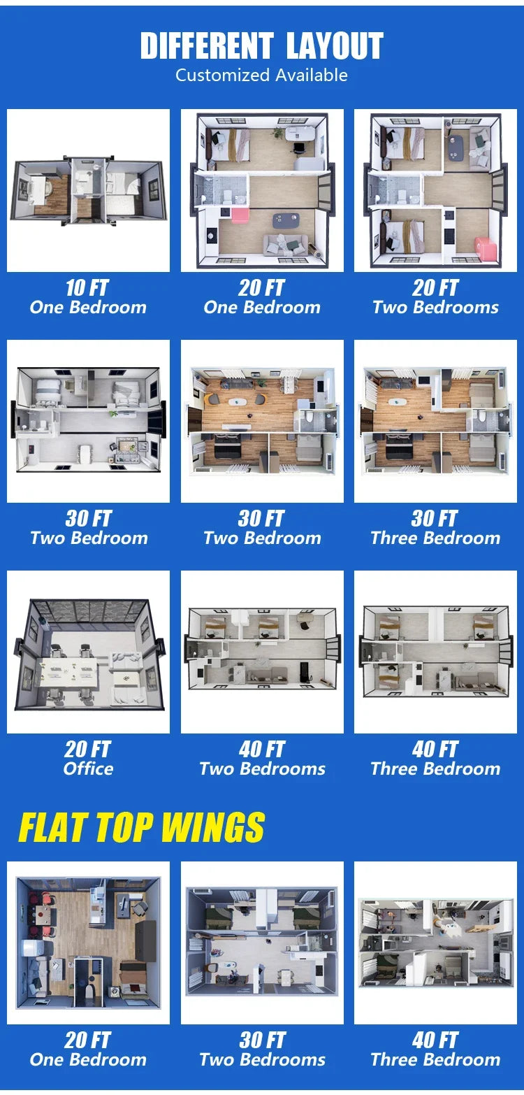 Modern 20ft Mobile Modular Prefab Container Homes Travel Trailer for Office Villa Use Tiny Houses with Sandwich Panel Wheels