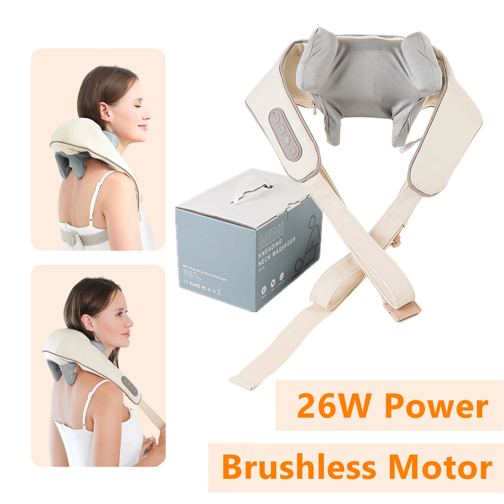 Cordless Deep Tissue Neck and Shoulder Massager with Heat Therapy Back Massage Instrument Tidesmit