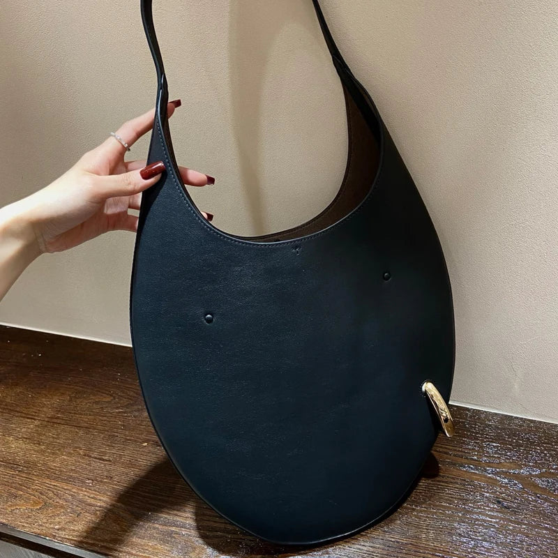 2025 summer new large crescent pipa bag imported top layer cowhide armpit bag single shoulder crossbody bag