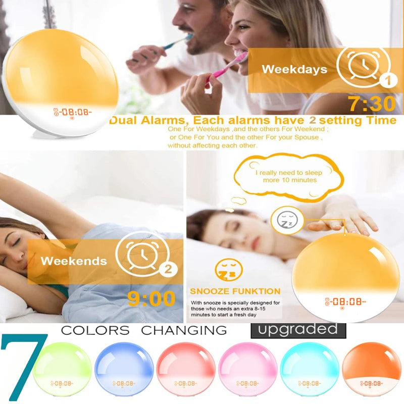Wake Up Light Alarm Clock with Sunrise Simulation & FM Radio Tidesmit