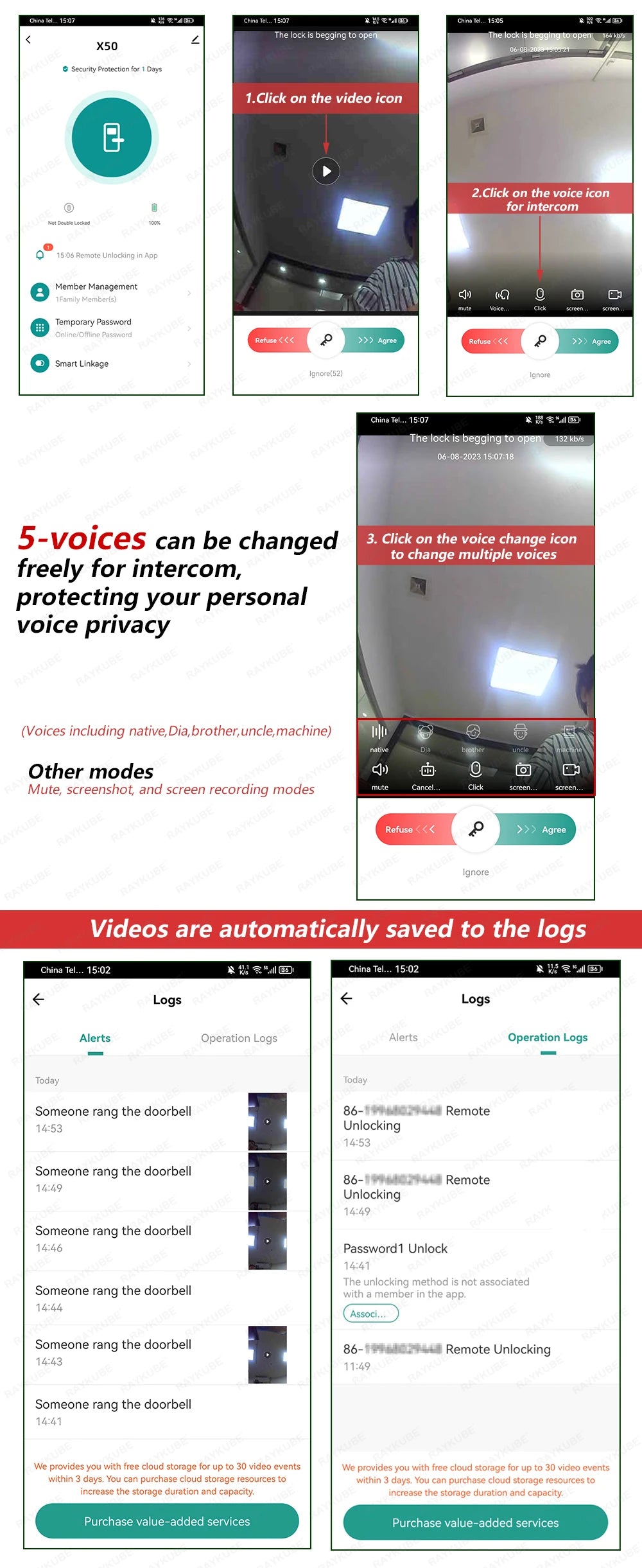 RAYKUBE DF14 Tuya WiFi 3D Face Recognition Digital Fingerprint Lock With Two-way Audio WiFi Camera Video Call APP Remote Unlock