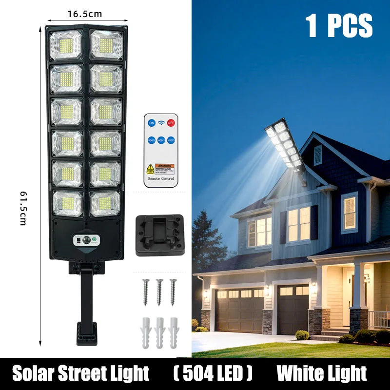 8000W 160000 LM Super Bright Solar Street Lights 1008 LED Solar Lights Outdoor Street Lamp 3 modes IPX65 Waterproof Garden Lighting With Smart Motion Sensor